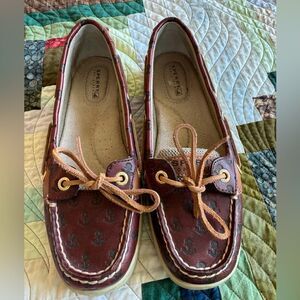 🌞 Women’s Maroon Embossed Leather Top Sider Sperry Shoes